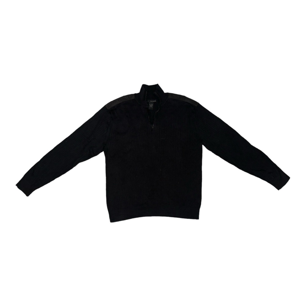 Calvin Klein Jeans 1/4 Zip Sweater with Shoulder Patches Men’s Size XXL Black